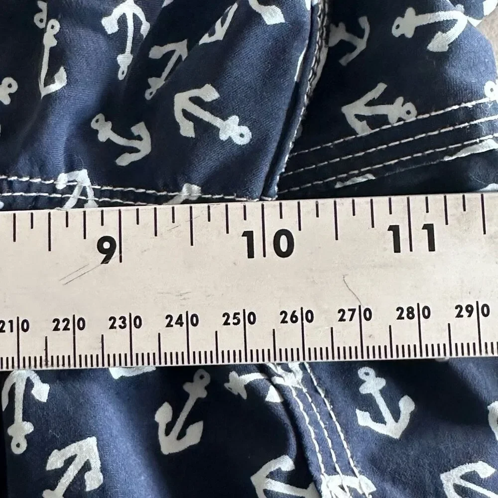 J. Crew Nautical Swim Board Shorts Mens 32‎ Navy Anchors Coastal Preppy